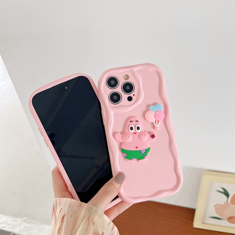 Macaron Pink Wave Balloon Patrick Soft Silicon Case HP iP iPhone 6 6S 7 8 14 + Plus SE 2020 2022 X XS XR 11 12 13 Pro Max Girl Woman Casing