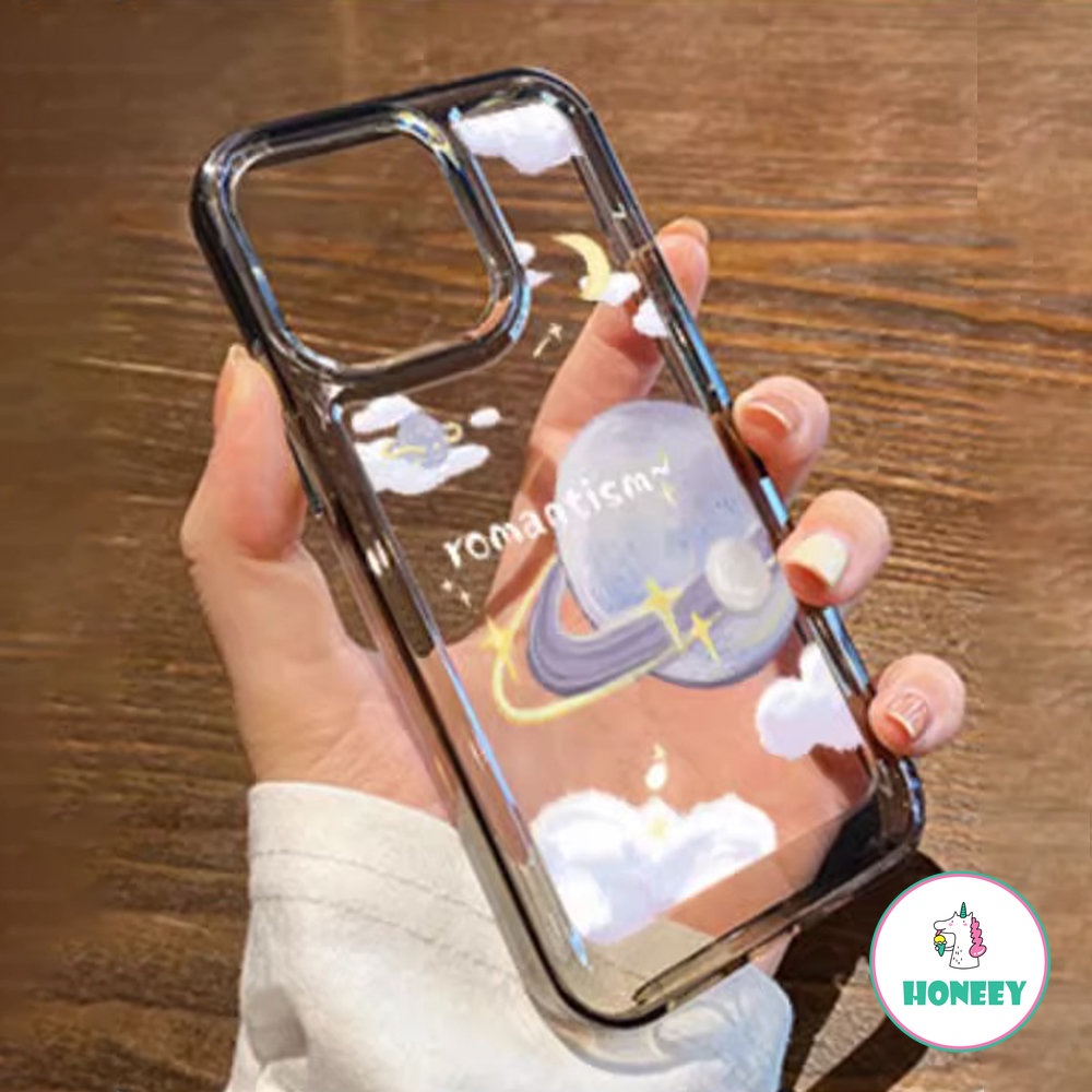 Fantasy Casing Ponsel Planet Bintang Luar Angkasa Kompatibel Untuk iPhone 14 Pro 13 12 11 Pro Max XR XS 7Plus 8Plus Cover Hp Bening Akrilik Tahan Guncangan