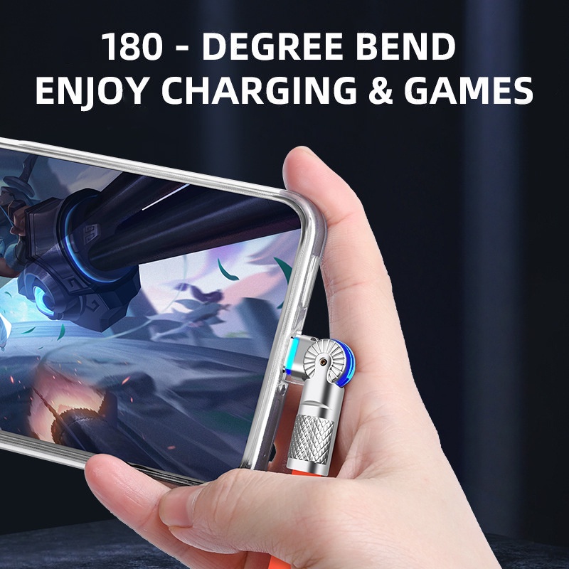 Kaos Kaki Jempol 120W 6A zinc alloy Gaming180° Kabel Data Putar USB Tipe C Kabel Pengisian Cepat Untuk Samsung Smart Phone Silicone Cable