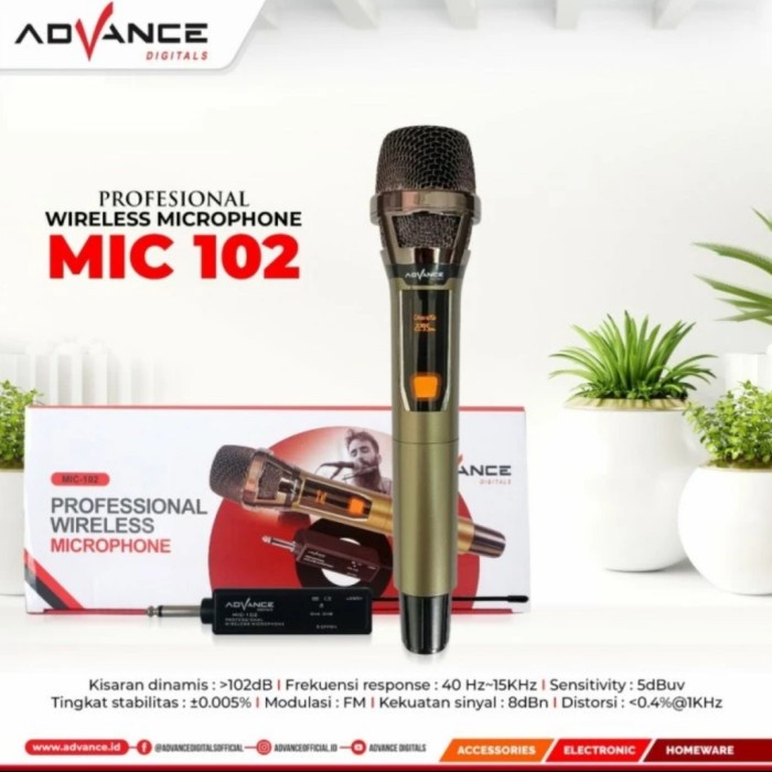 Microphone Wireless Advance Mic-102 Mic Profesional Bisa Charger
