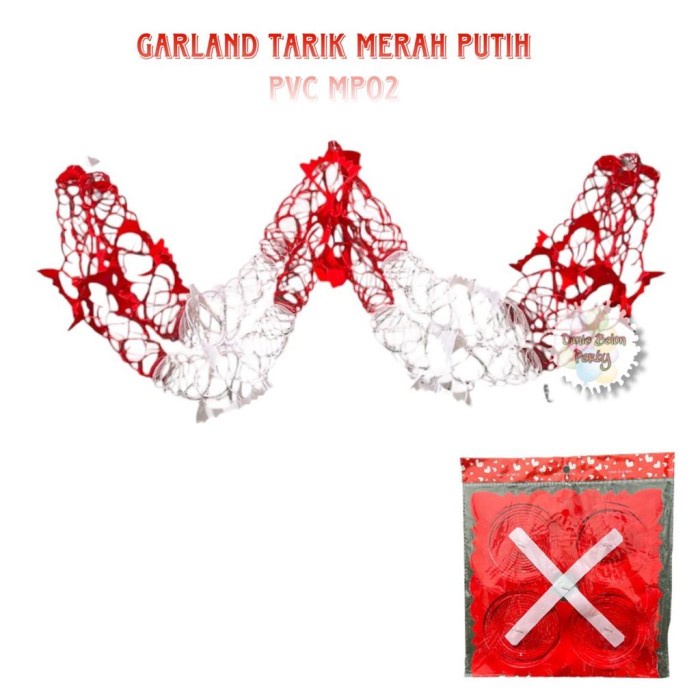 Dekorasi Dirgahayu HUT RI / Garland Tarik Merah Putih PVC MP02