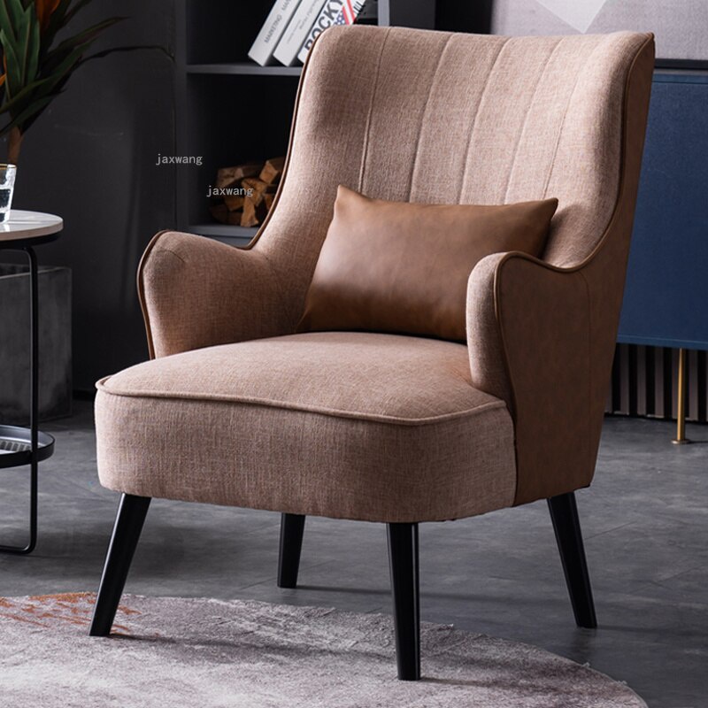 Sofa Minimalis Nordic Kulit Ruang Tamu Single Sofa Modern Apartemen