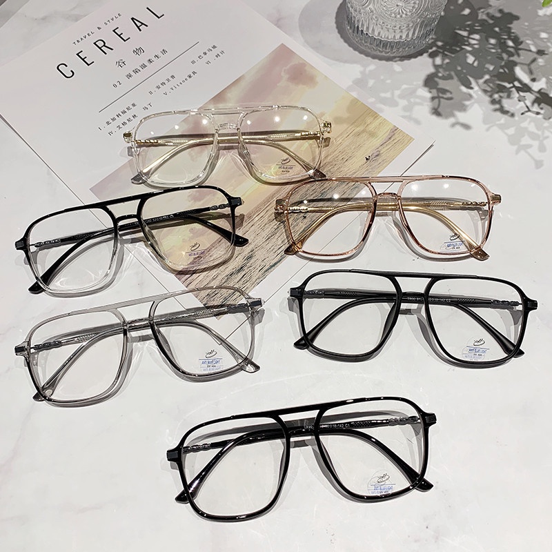 (YUZHU) Tr90 Kacamata Anti Blue Light Untuk Pria Oversized Frame Double Beam Gradient Optical Eyeglasses Untuk Wanita