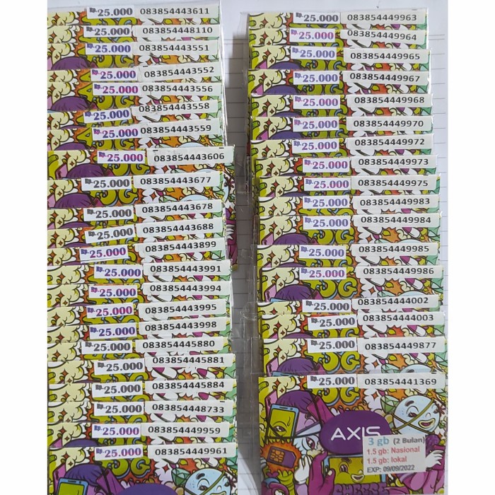 Kartu Internet Data Nomor / Nomer Cantik 4G Axis 3GB 25K