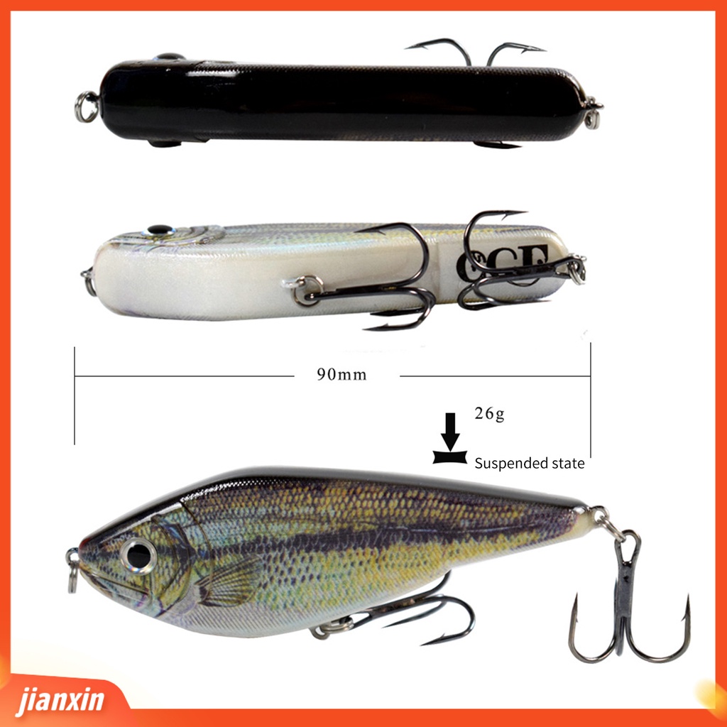 (In Stock) 9cm /26g Umpan Palsu Klasik Desain Bola Rattle Umpan Keras Plastik Dengan Kait Treble Perlengkapan Memancing
