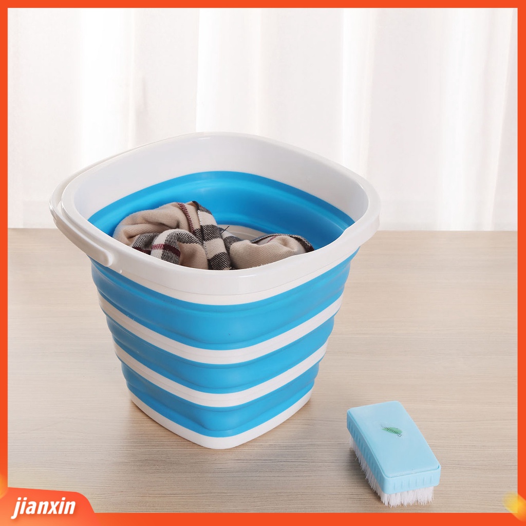 (In Stock) 10L Collapsible Bucket Trapezium Striped with Ergonomic Handle Bendable Great Load Bearing Angling Foldable Ember Pancing Kapasitas Besar Perlengkapan Rumah Tangga