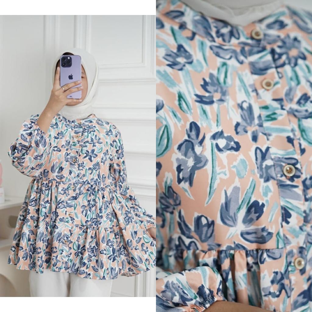 BEFAST - ZFS OOTD WANITA BLOUSE RISA / MIRSANY FLOWER SHAKILA BLOUSE / Aida Blouse BabyDoll LD 98 | Kemeja Lengan Balon Flower Bunga / BLOUSE FLORAL OVERSIZE / ATASAN BLOUSE MOTIF BUNGA