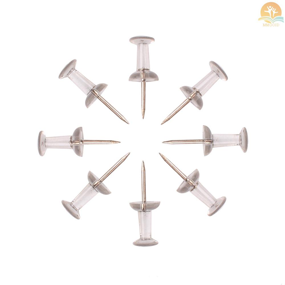 In Stock 50pcs Push Pin Kepala Plastik Transparan Dengan Titik Logam Thumb Tacks Marking Pin Wall Tacks Map Pin Untuk Papan Buletin Papan Gabus Perlengkapan Rumah Kantor Sekolah
