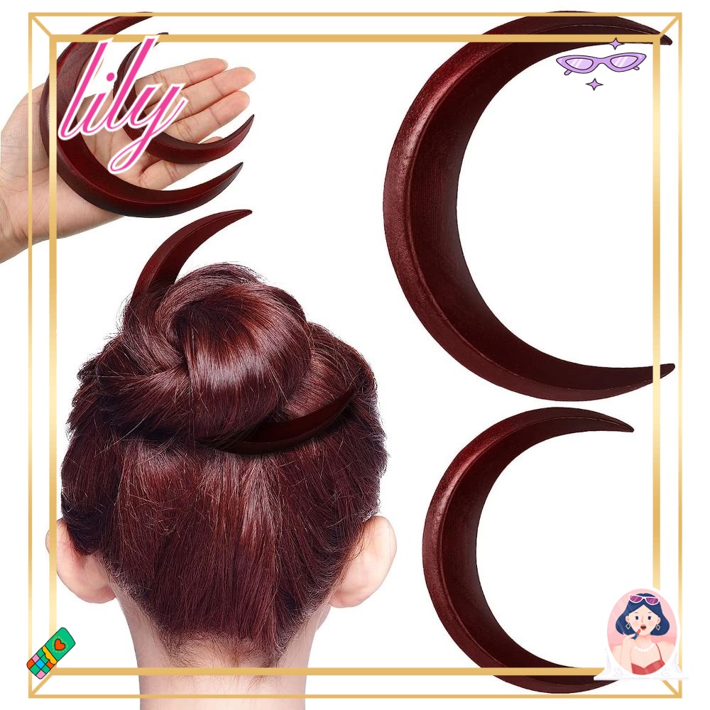 LILY Jepit Rambut Bentuk Bulan Fashion Aksesoris Rambut Gaya Retro Sisir Rambut