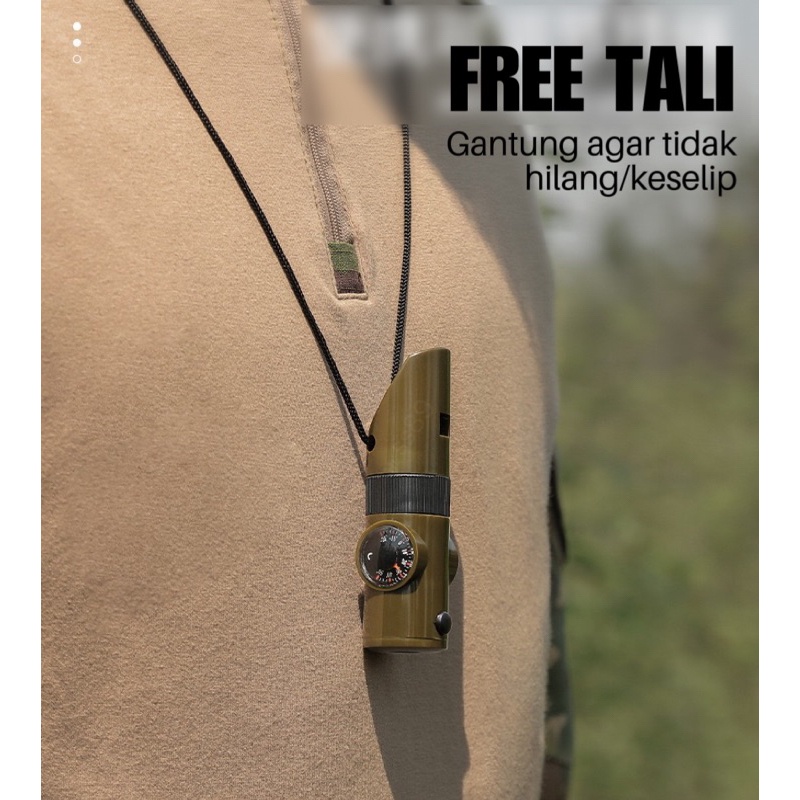MultiTone 7-in-1 Peluit SOS Multifungsi dengan Compass dan Senter LED