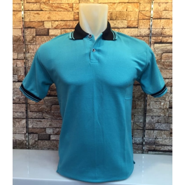 Kaos kerah FO KOMBINASI lengan pendek warna HIJAU TOSCA /  kaos kerah seragam / Kaos kerah pendek li
