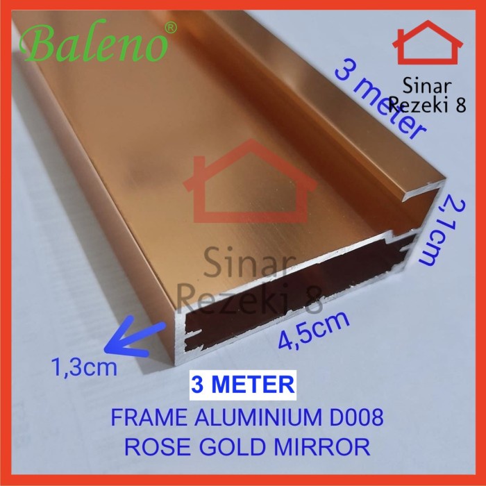 Frame Kaca Rose Gold Mirror Profil Aluminium Bingkai Lemari FA 128