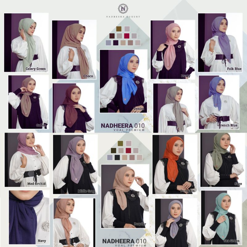 ᴾᵃʳᵗ ¹ | N10 / N010 by Nadheera Luxury [ NEW - Nadheera 010 Square Scarf Collection ] Hijab Segi Emp