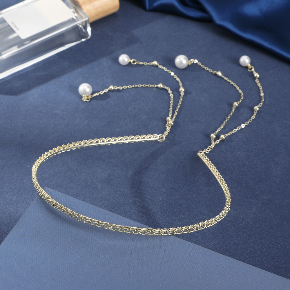 Alloy Rumbai Bando Fashion Rantai Logam Mutiara Liontin Rambut Hoop Wanita Aksesoris Rambut