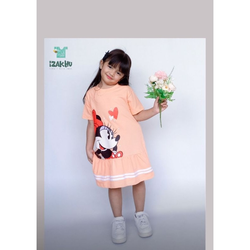 Daily Dress ruffle Disney Anak perempuan rempel lucu izakhu