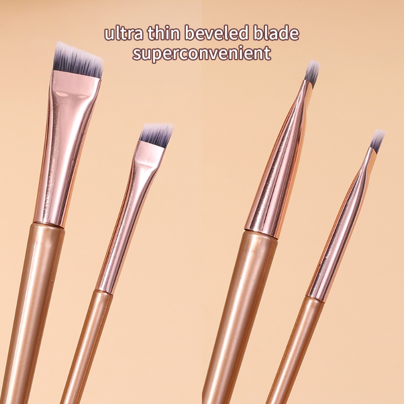 [Ditampilkan] Kuas Makeup Profesional/Kuas Eyeliner Mata Pisau Rose Gold/Brush Eye Shadow Kepala Rata/Brush Detail Portable/Brush Alis Ultra Tipis/Alat Makeup Wanita