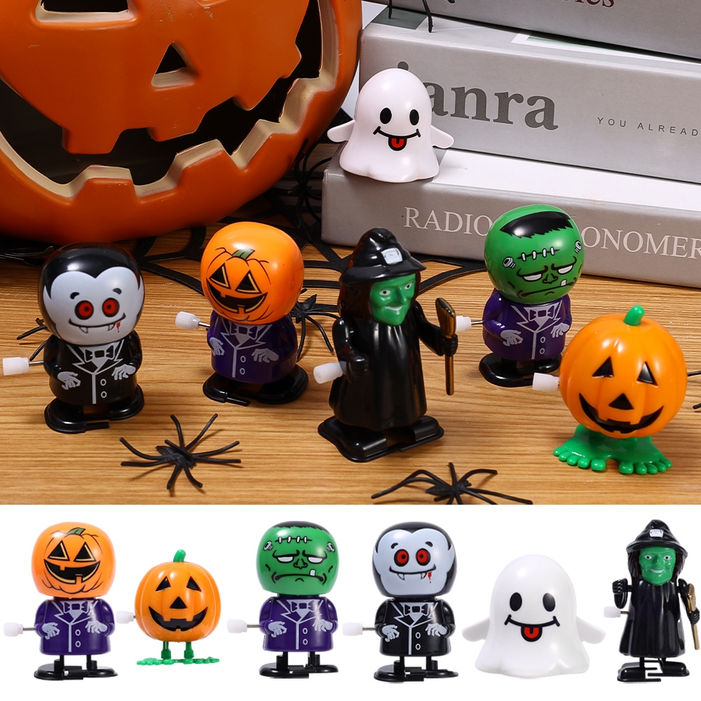 Mainan Jarum Jam Halloween Lucu/Novelty Skeleton Zombie Pumpkin Ghost Walking Jumping Toys Untuk Anak-Anak/Happy Christmas Party Decor/Trick Treat Perlengkapan Pesta Anak Hadiah