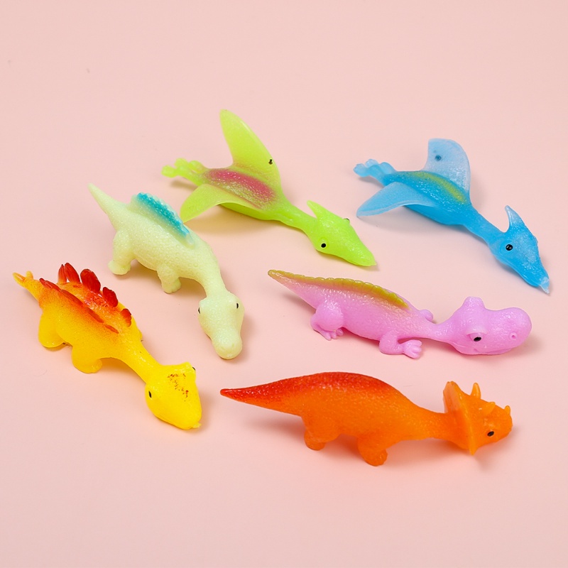 1pc Random Style Mainan Mini TPR Dinosaurus Jari Popping/ Fun Stretchy Doll Mainan Penghilang Stress/ Pesta Liburan Anak Peraga Permainan Interaktif