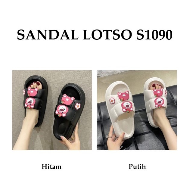 Grosir - S1090 Sandal Beruang Pink / Sandal Slipper Strawberry Bear / Sandal Motif Bear / Sandal Lucu