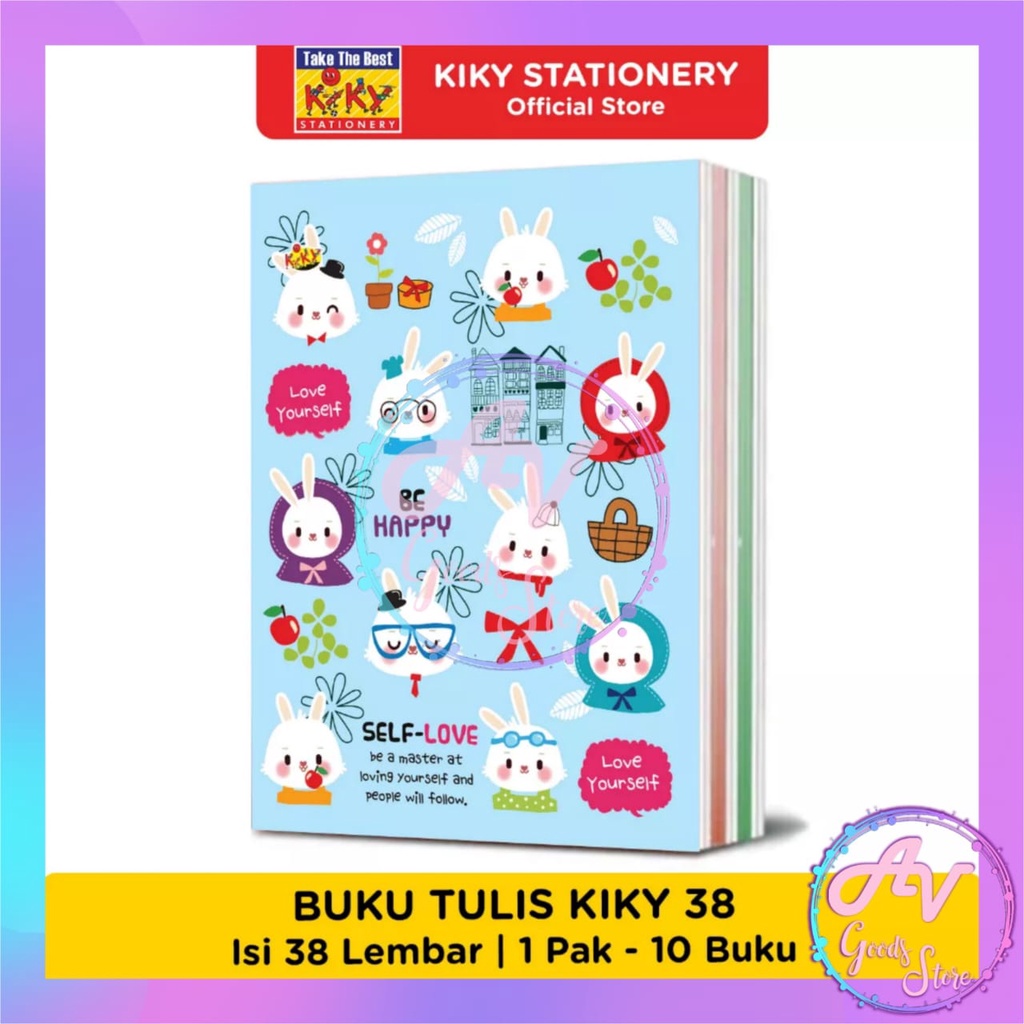 

Buku Tulis KIKY 38lembar / 1Pak Buku Tulis Garis Polos Kiky isi 10pcs