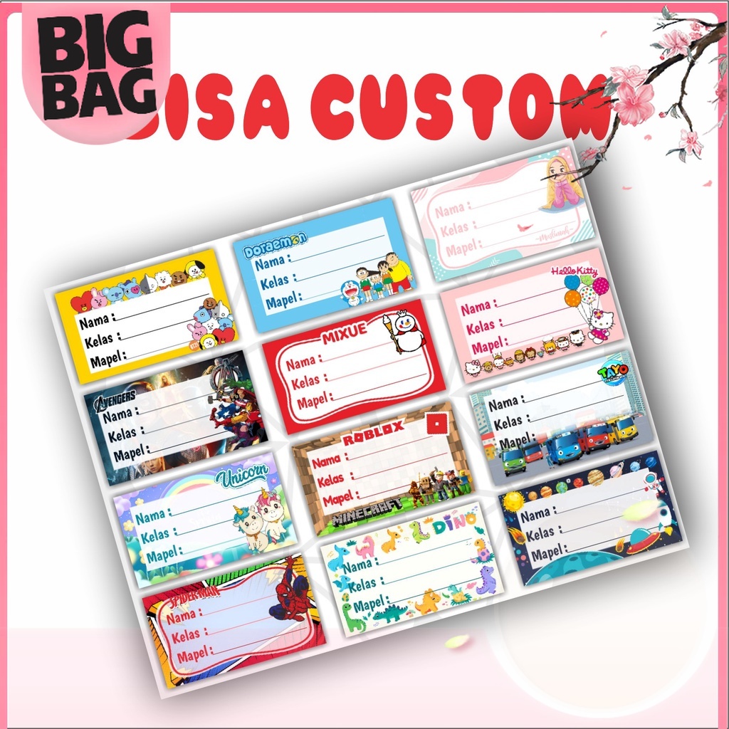 

Bigbag isi 20 pcs Stiker Label Nama Sekolah Custom (7x4cm)