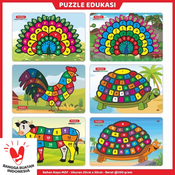 Puzzle Kayu Abjad Hijaiyah Angka - Ayam Hijaiyah