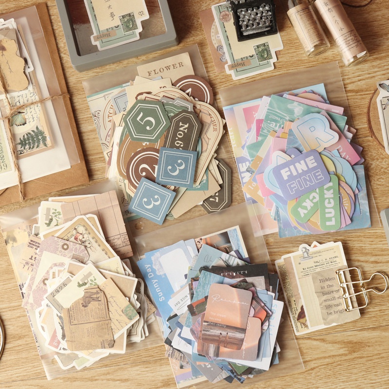 

100pcs Deco Paper ETORI / Kertas Dekorasi Bujo Kit Journaling Scrapbook Vintage Estetik Murah Bullet Journal