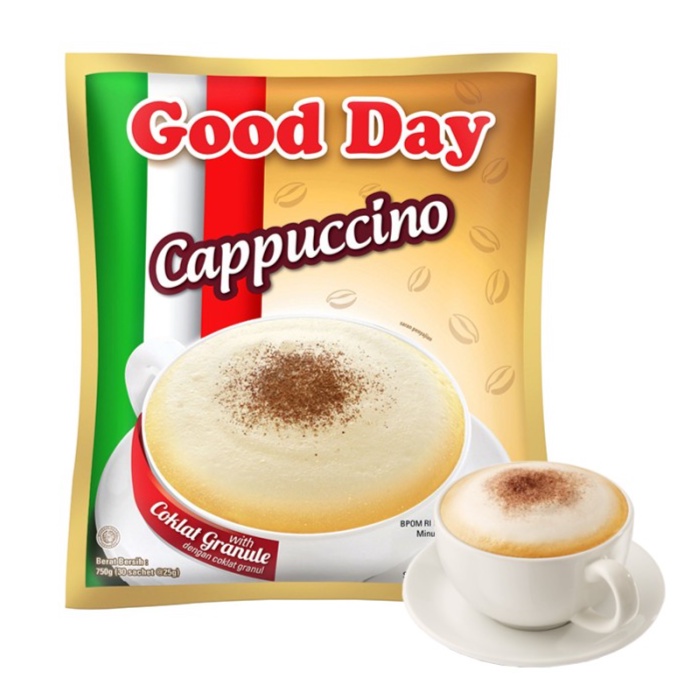 

Good Day Cappuccino Sachet 1 renceng isi 10 pcs