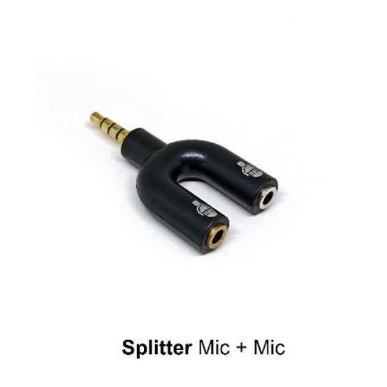 Spliter Audio 2 Mic Splitter Dua Microph