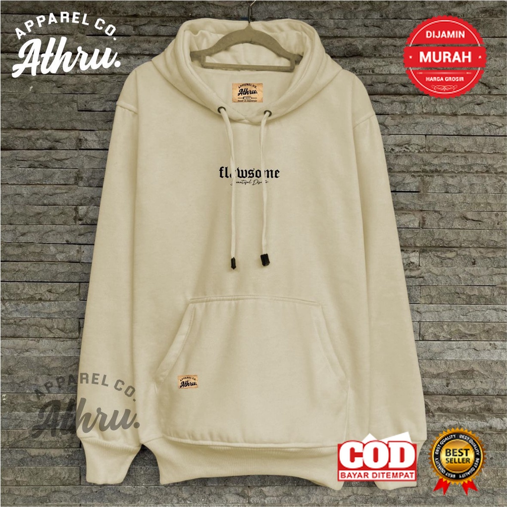 JAKET HOODIE KEREN COWO CEWE /Sweater Hoodie Pria Dstro Warna Cream List Flawsome Jaket Jumbo Ovesiz