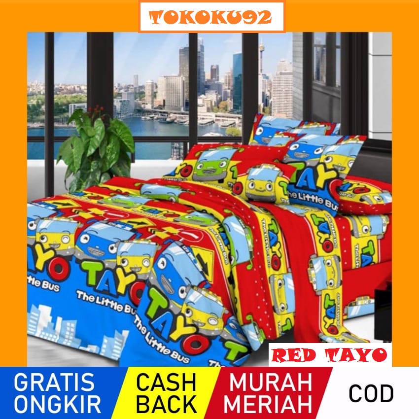 SPREI KARTUN MOTIF TAYO UK 180 x 200 / SPREI MOTIF MOBIL - MOBILAN / SPREI KARAKTER KARTUN / SPREI H