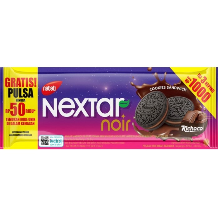 

NEXTAR NOIR RICHOCO COKLAT COOKIES 1 pack isi 10 bgks x @28gr