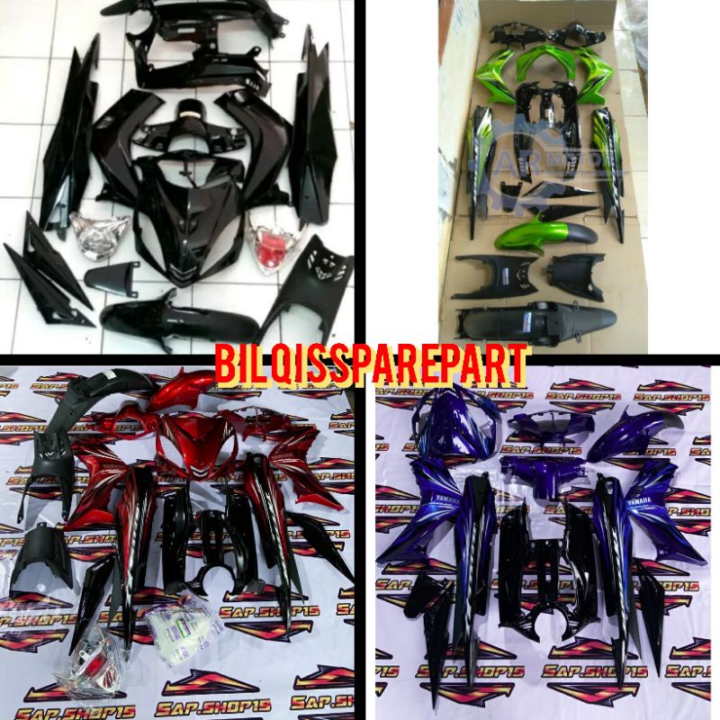COVER FULL SET BODY HALUS KASAR JUPITER MX OLD/LAMA WARNA MERAH BIRU HITAM HIJAU PLUS STRIPING