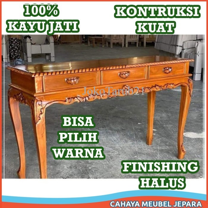 Meja Konsul 3 Laci Kayu Jati Ukir Jepara Harga Murah Untuk Ruang Tamu  termurah