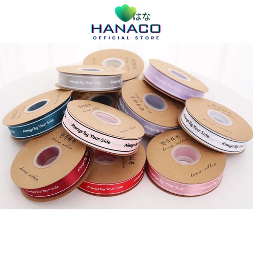 

HANACO - PTA1 SIDE Pita Satin Roll Motif Always By Your Side/Pita Kado 2.5cm/Pita Dekorasi Buket