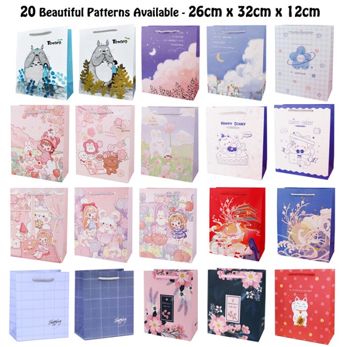 

26x32x12cm Premium Hampers Goodie Bag / Paper Bag Tali Motif / Tas Kado Kertas Corak Besar Gift 04