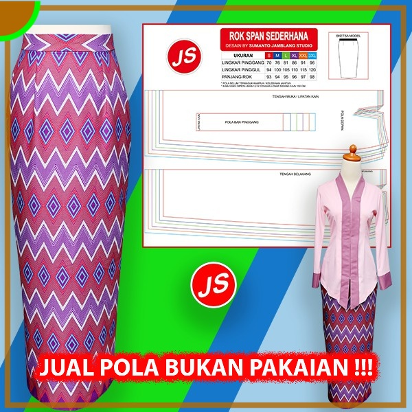 Pola Jiplak Rok Span Sederhana | Aneka Pola