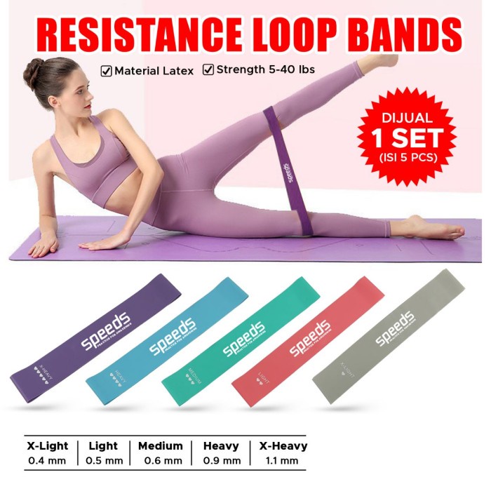1 Set Karet Yoga Straps Pilates Reformer Resistance Loop Bands SPEEDS
