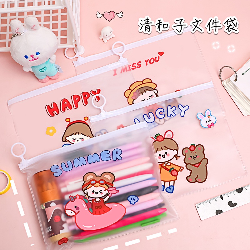 

ZIPPER BAG TRANSPARAN CUTE LITTLE KAWAII GIRL MOTIF KARAKTER LUCU TEMPAT PENSIL POUCH ZIP LOCK KOREA / TEMPAT PENSIL ZIPLOCK MURAH