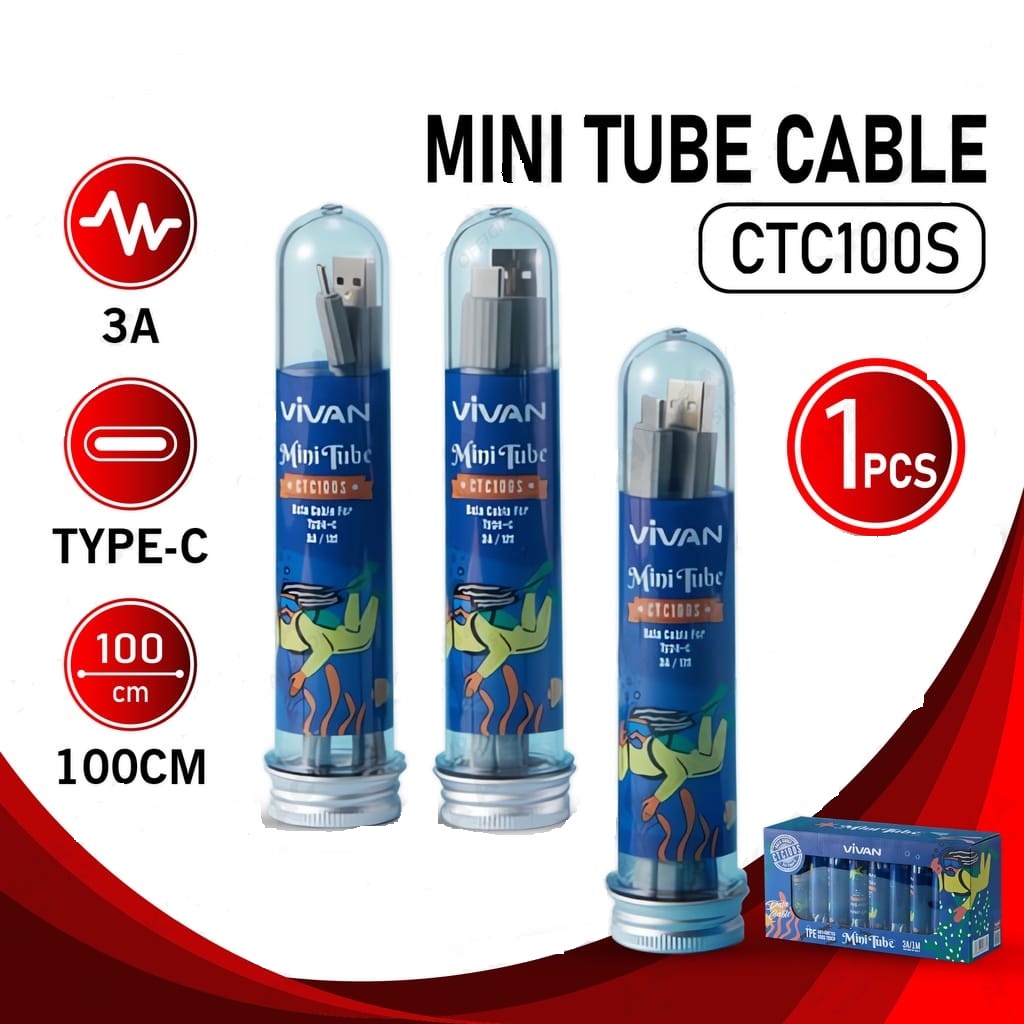 VIVAN Kabel Data CTC100 Type C Kabel Charger VIVAN Type-C CTC100