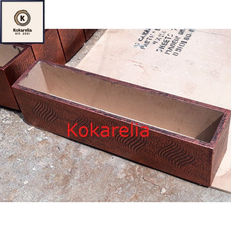 pot kayu vas bunga plastik artificial partisi panjang 75cm