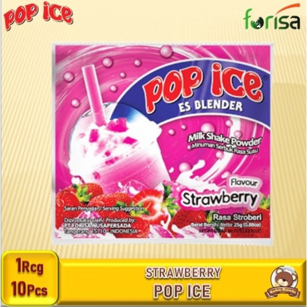 

Pop Ice Rasa Strawberry Minuman Blender 25g - 1 Renceng isi 10 pcs