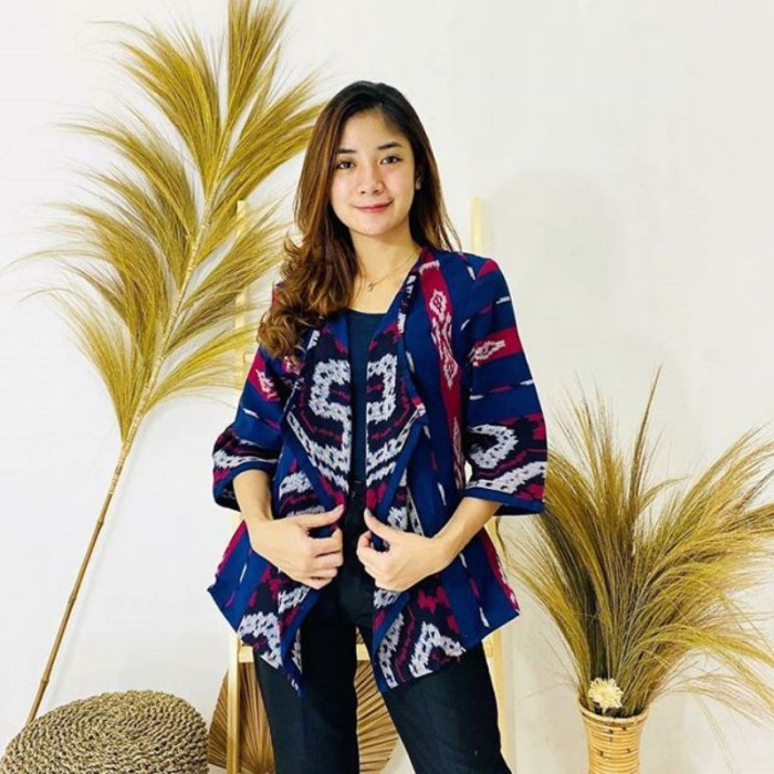 blouse etnik - blouse tenun - tenun casual atasan etnik outwear tenun - blouse, S