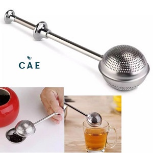 

Tea Push Strainer Infuser Saringan Teh Stainless Reusable Tisane Herbs