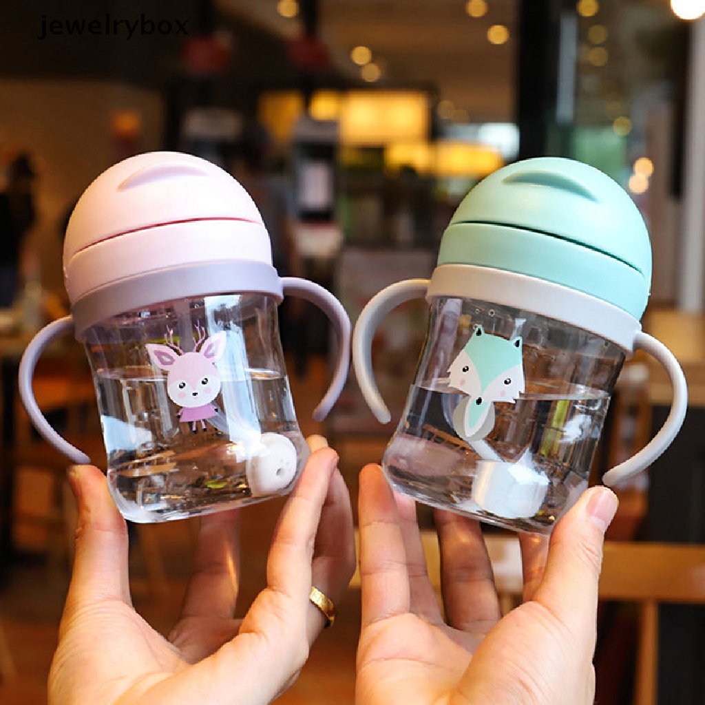 [jewelrybox] 250ml Baby Sippy Water Cup Kid Handle Belajar Makan Botol Minum Anti Tersedak Dengan Gravity Ball Kids Training Cup Dengan Sedotan Butik