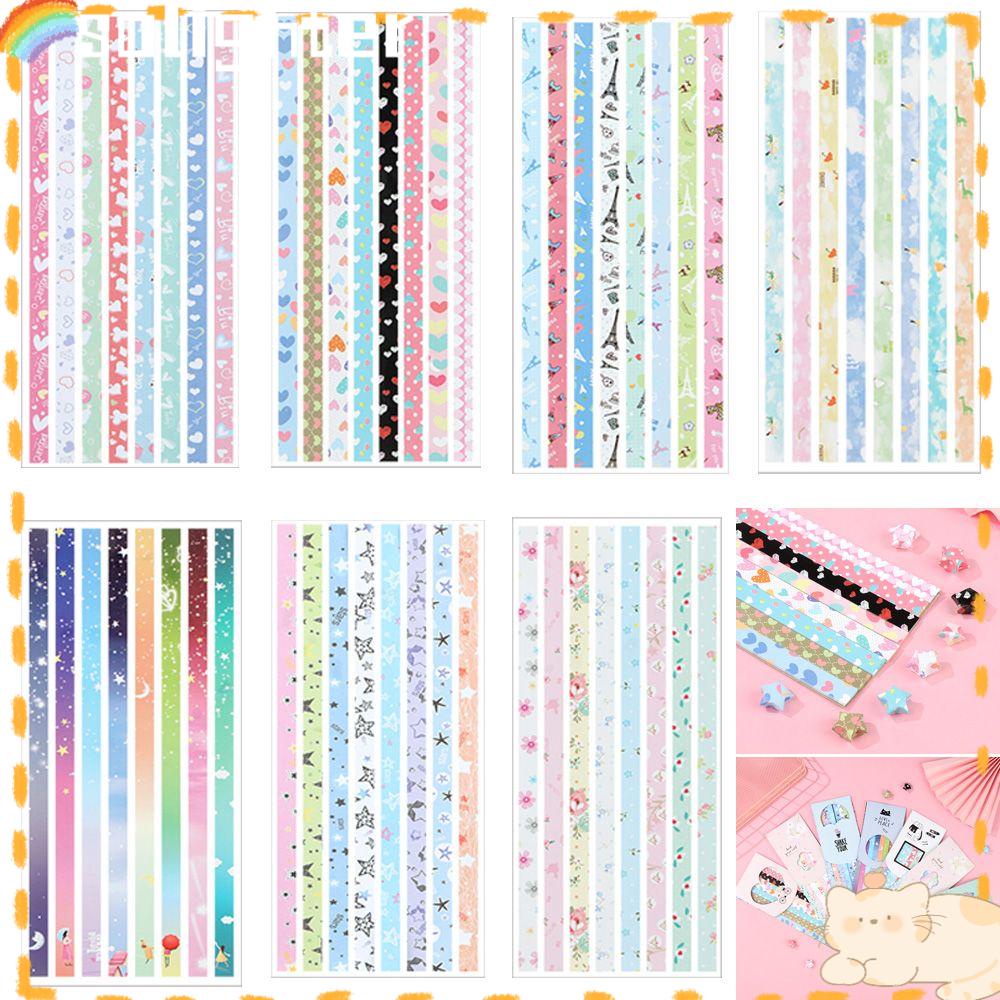 Solighter 1set/136Pcs Kertas Strip Hadiah Satu Sisi Best Wishes DIY Kerajinan Dekorasi Rumah Origami