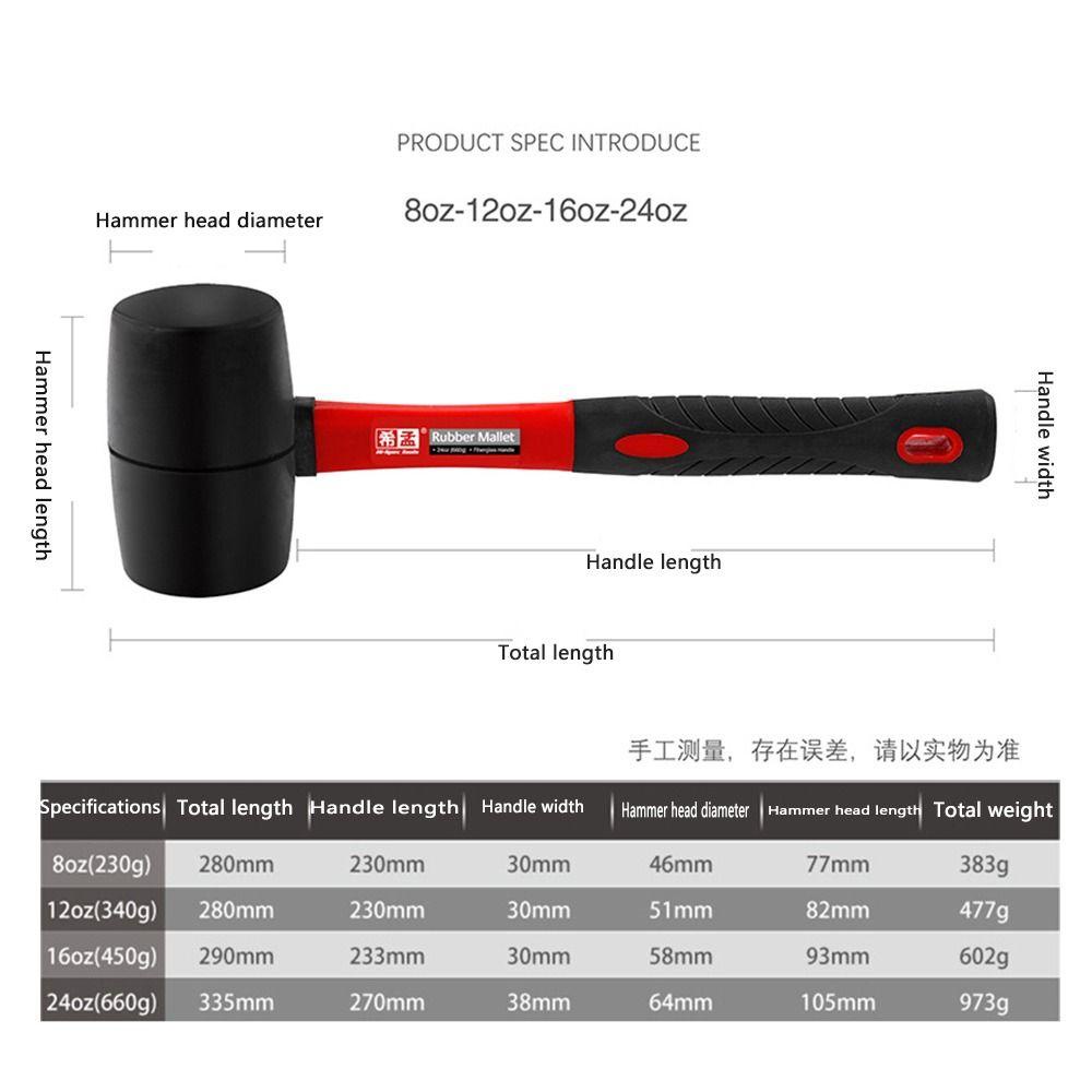 [Elegan] Palu Karet Tahan Aus Lem Lembut Kepala Bulat Instalasi Woodworking Non-slip Handle Mallet