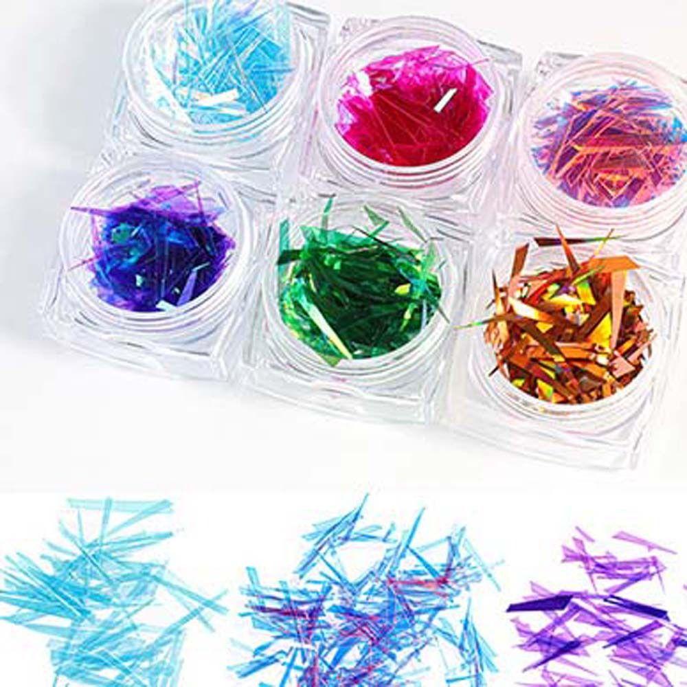 AUGUSTINA Augustina Dekorasi Nail Art Warna-Warni Fashion Berbentuk Tidak Teratur Cermin Glitter Decal Manicure Aksesoris Stiker Kuku Aurora Pecah Kaca Foil