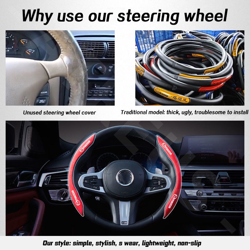 Mazda Sarung Pelindung Stir Mobil Sport Steering Wheel Cover Anti Slip Serap Keringat Untuk2 3 CX5 CX30 CX8 CX3 Mazda2 6 5 bl gh gp