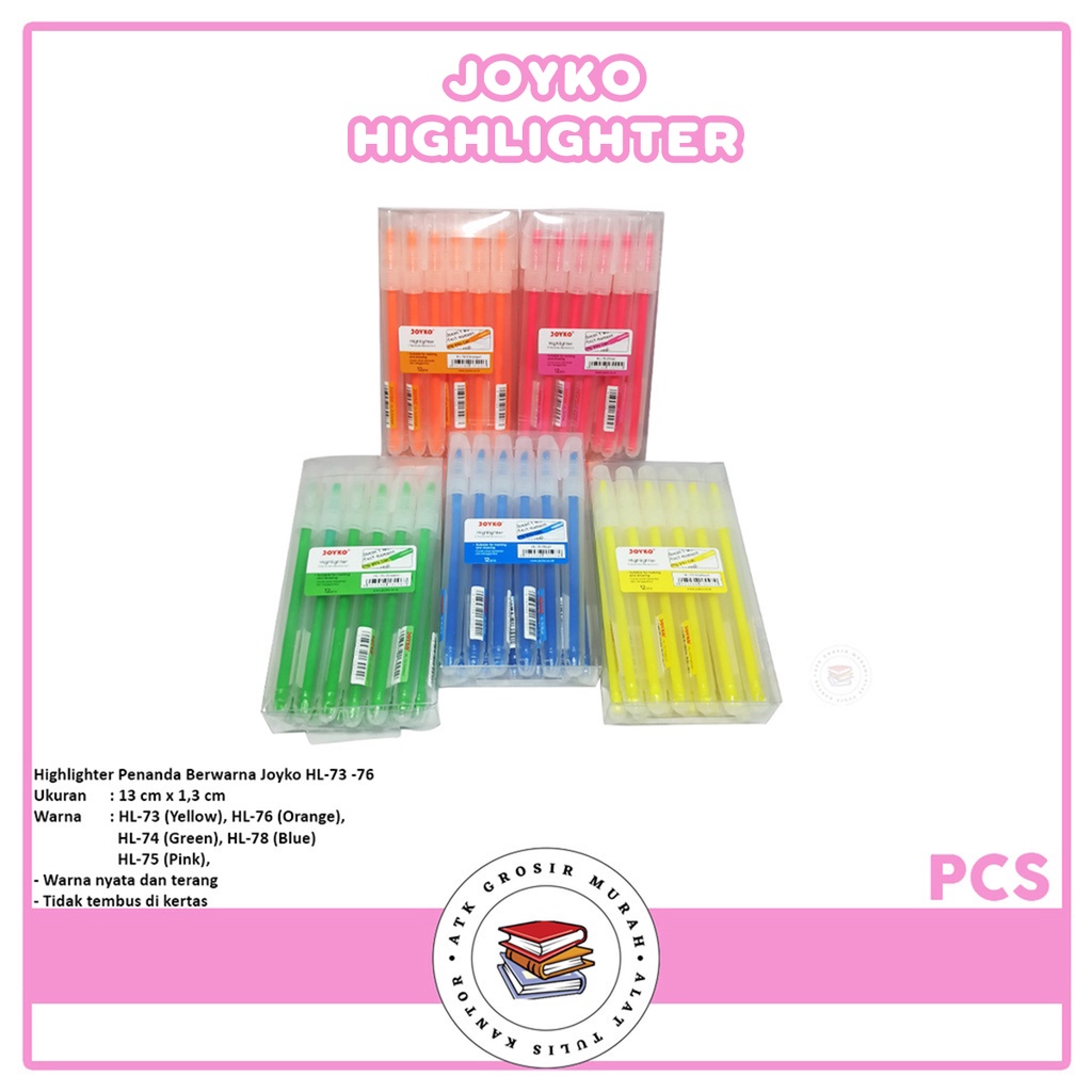 

JOYKO - Highlighter Penanda Berwarna HL-73 ~ 78 - Pcs